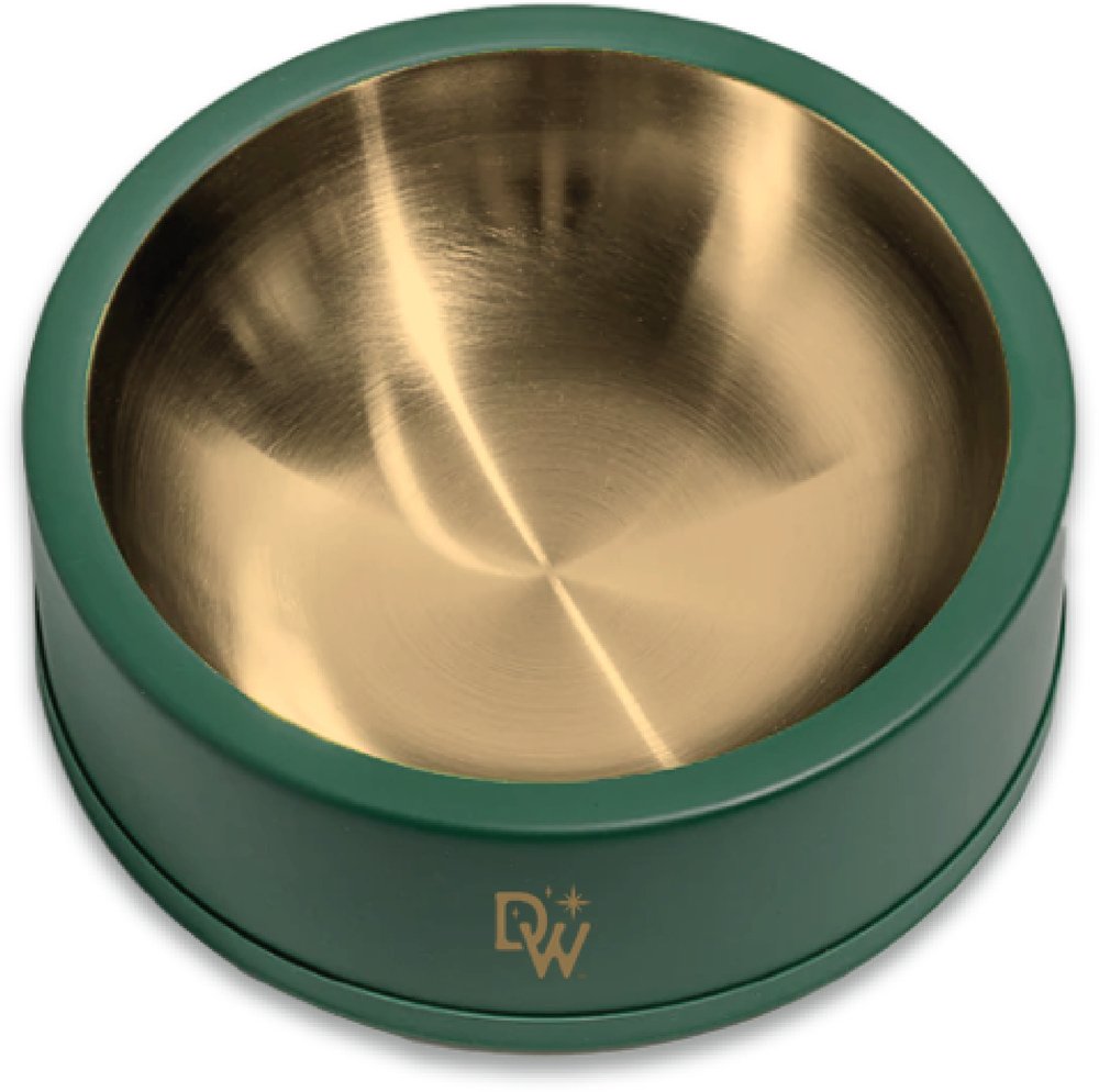 Oversized Steel Dog Bowl Ash Tray - Green/Gold